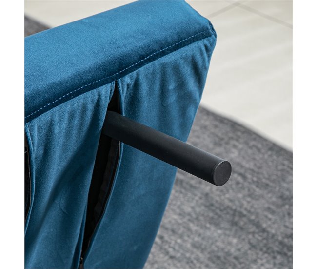 Sofá Cama Acero, Espuma, Poliéster, Madera de Caucho HOMCOM Azul