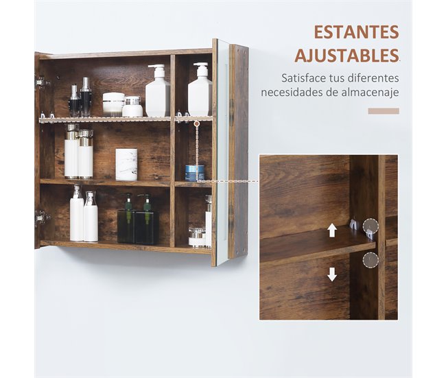 Armario con Espejo MDF, Vidrio kleankin, hogar - baño Marron