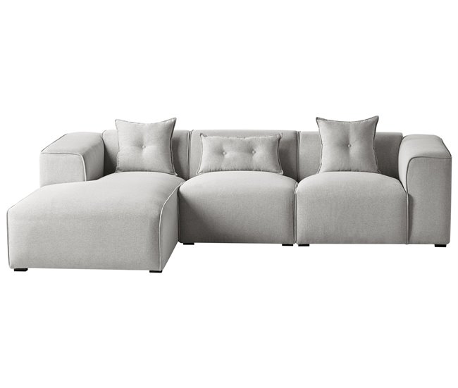 Beliani Sofá esquinero Poliéster DOLVA Gris Claro