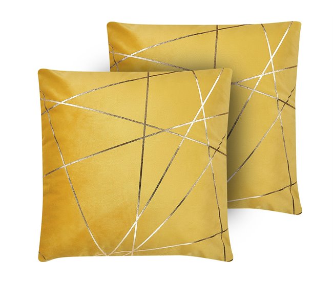 Beliani Cojín decorativo PINUS 45x45 Amarillo