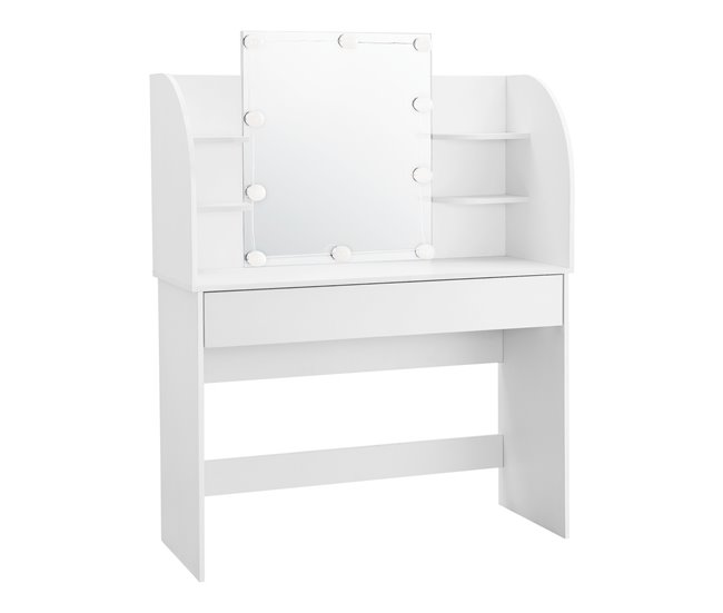 Tocador Köla Mesa de Maquillaje con Espejo con LED aglomerado 108 Blanco