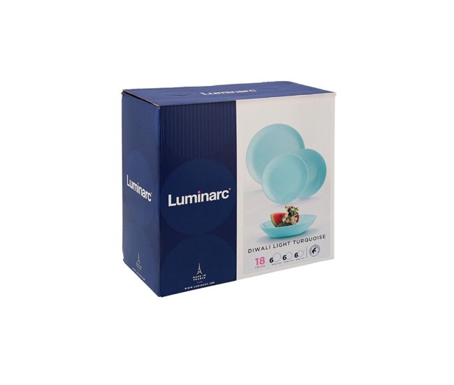 Vajilla Diwali Luminarc  piezas  servicios vidrio opal Turquesa