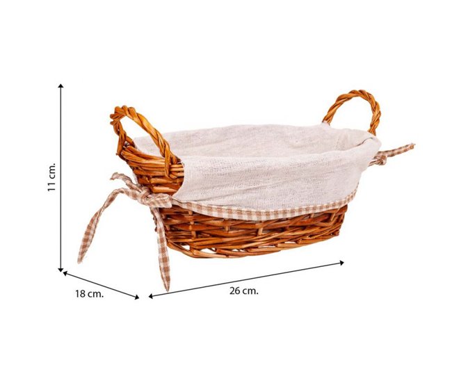 Panera mimbre forrada Marron