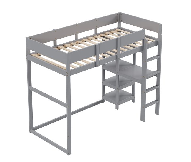 Cama alta para niños 96x204 Gris