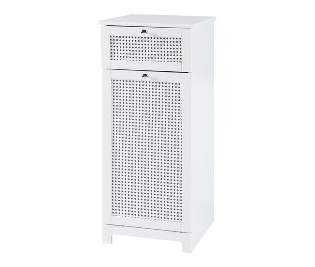 Mueble para ropa sucia Karlsøy con cesto extraíble MDF Blanco