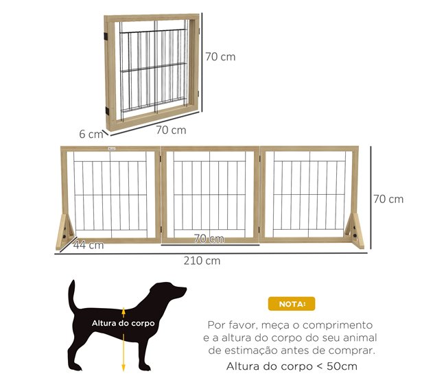 Barrera para Perros Pino, Acero PawHut Madera