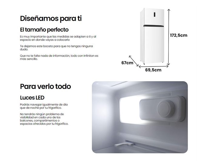 Frigorifico Dos Puertas Infiniton FG-420TD76WES, 388 l Blanco