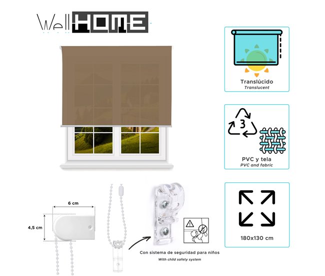 Well Home Estor enrollable Translúcido liso 