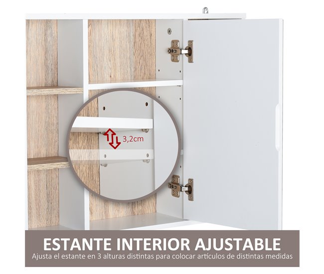 Armario Espejo MDF, Tablero de partículas HOMCOM, hogar - baño 60 Multicolor