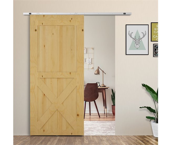Herraje para Puerta Corredera Metal, Plástico HOMCOM 186 Plateado