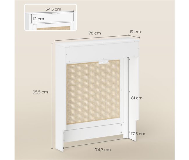 Cubre Radiadores Melamina de Madera, MDF HOMCOM Blanco