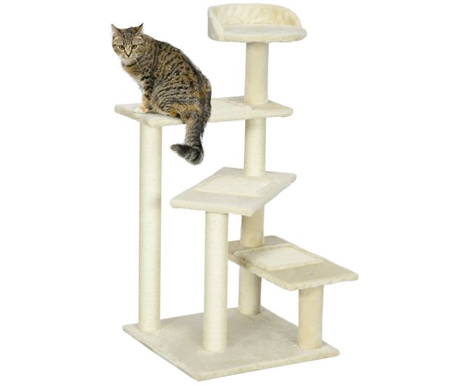 Árbol para Gatos sisal PawHut, mascotas - accesorios para gatos Beige