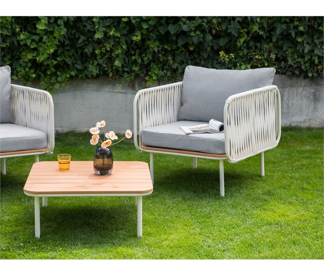 Beliani Conjunto longue SENISE Blanco/ Gris
