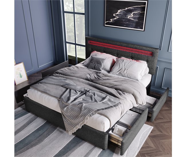 Camas de matrimonio 150x208 Gris