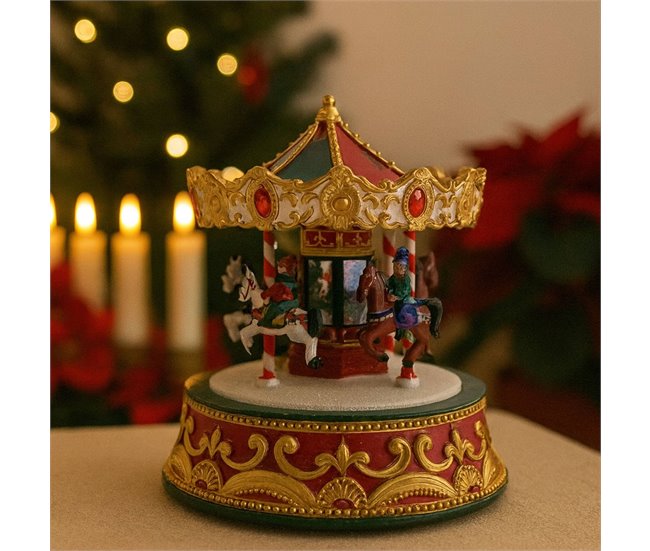 Carrusel decorativo Navideño con Movimiento, Luces LED y Música Multicolor