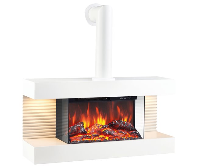 KAMINIO Eléctrica Chimenea LIZ con Tubo de Chimenea Blanco