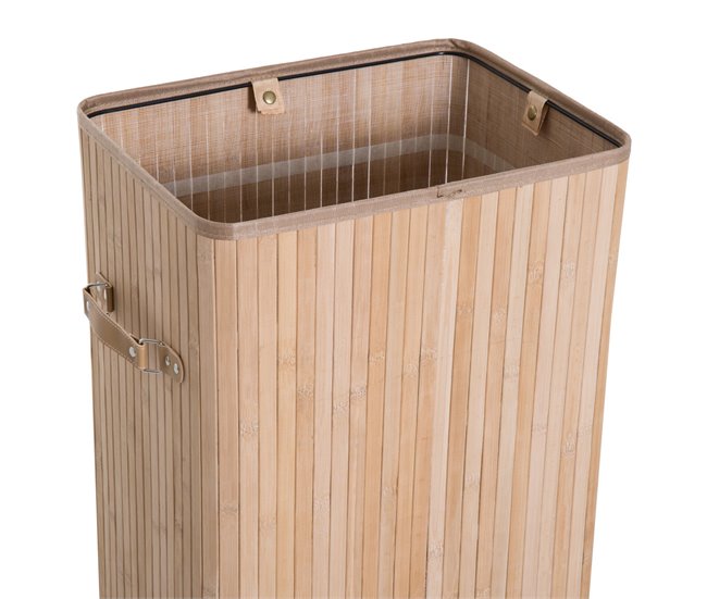 Cesto para Ropa Sucia Bambú, PU, bolsa de lona HOMCOM Beige