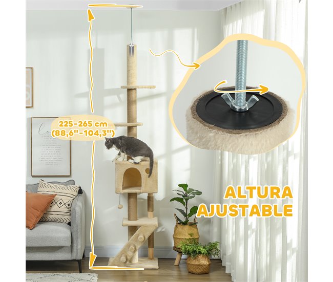 Árbol para Gatos Aglomerado de Madera PawHut Crudo