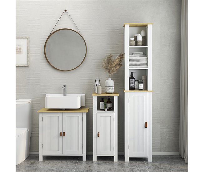 Armario de Baño MDF, Melamina de Madera kleankin, hogar - baño Blanco