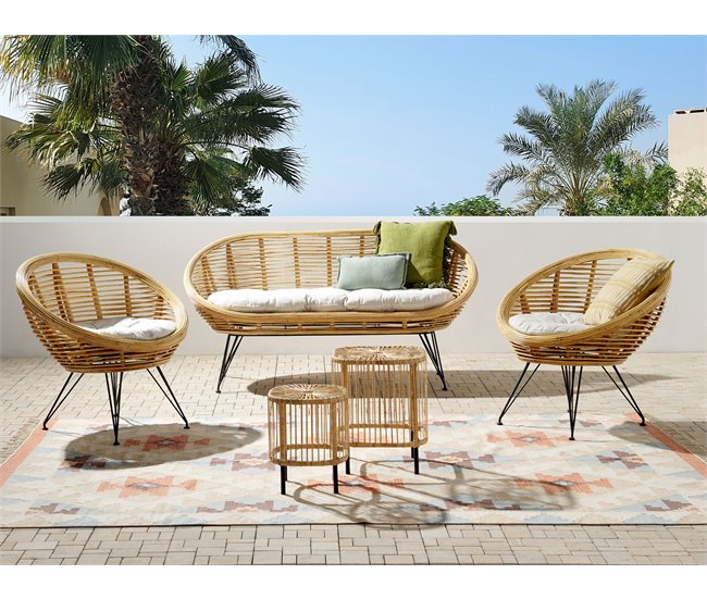 Beliani Conjunto de jardín Ratán MARATEA/CESENATICO Natural