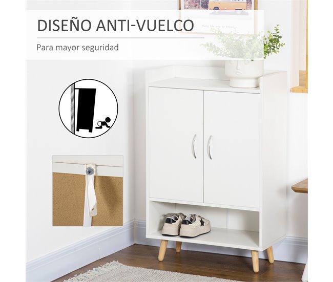Mueble Zapatero Melamina, Madera HOMCOM 60 Blanco