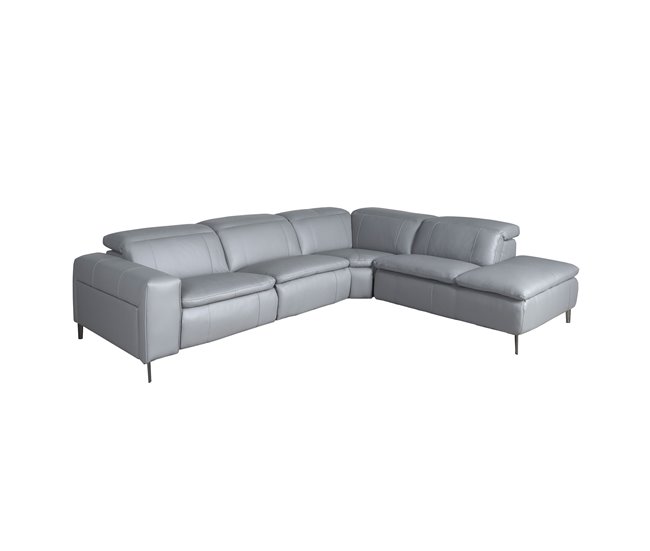 ANGEL CERDA Sofá chaise longue relax derecha piel gris Gris