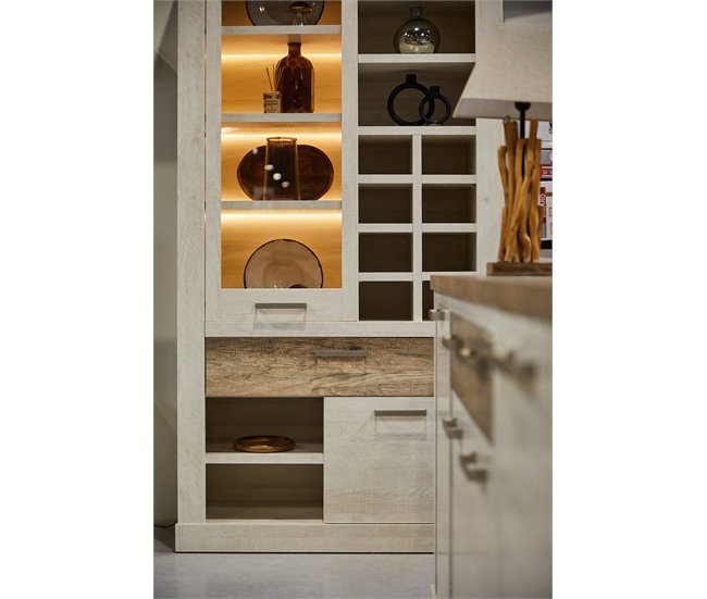 Vitrina doble 2 puertas VERONA Blanco/ Madera