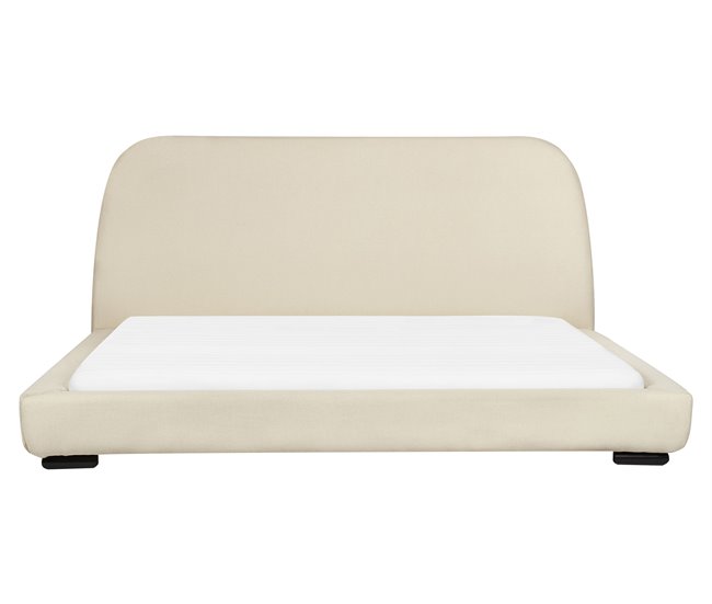 Beliani Cama con somier Poliéster ROISEL 201x226 Crema