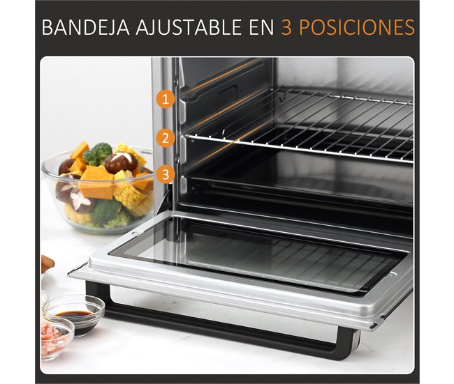 Mini Horno Eléctrico Metal, Acero Inoxidable HOMCOM Plateado