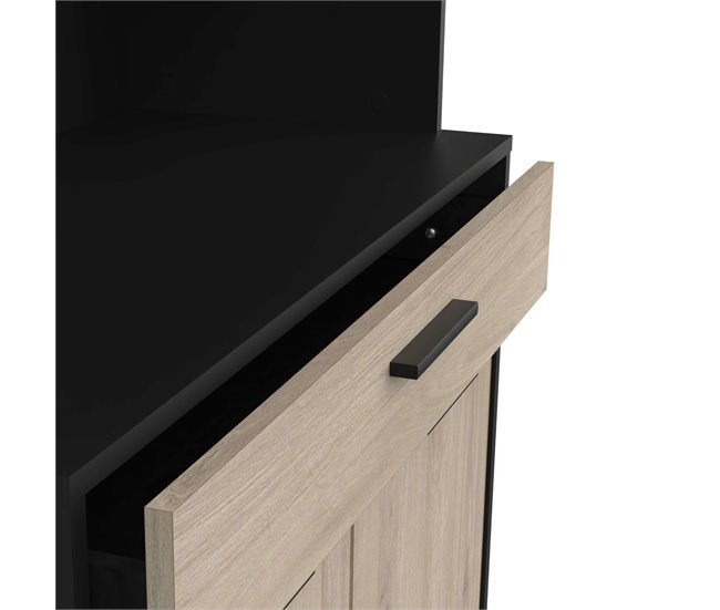 Armario Buffet Napoli con Puertas Abatibles para Cocina Negro/ Madera