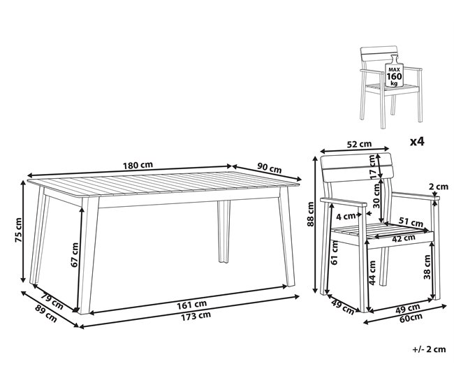 Beliani Conjunto de comedor FORNELLI Marron