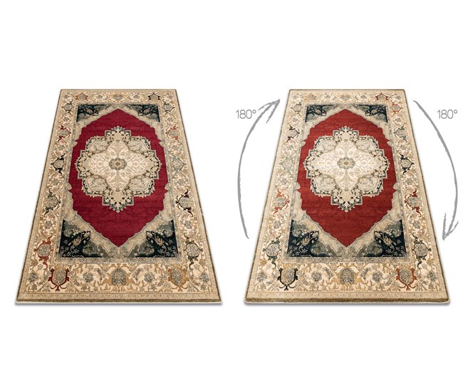 Alfombra de lana POLONIA Palazzo Rosetón 170x235 Rojo