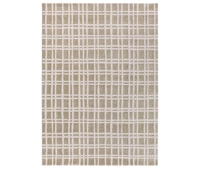 Alfombra con diseño geométrico y relieve CALEDONIA - ATTICGO 120x170 Beige