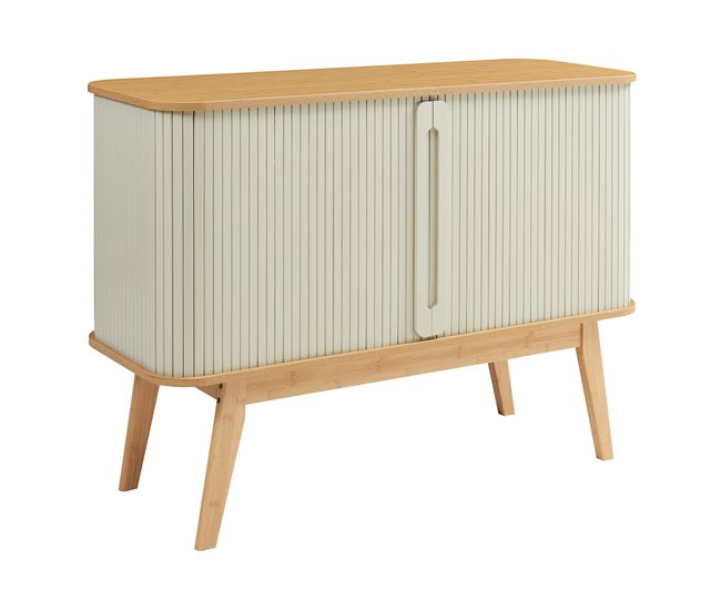 Aparador Tysvær bambú con puertas [en.casa] 110 Blanco/ Madera