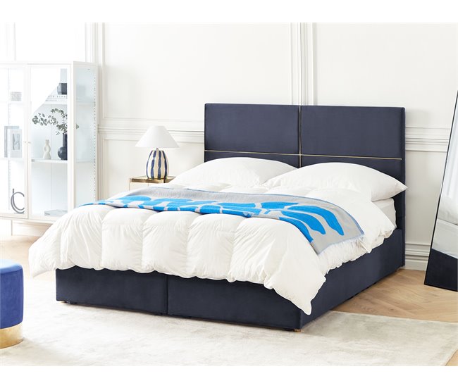Beliani Cama con somier Terciopelo VERNOYES 170x214 Negro