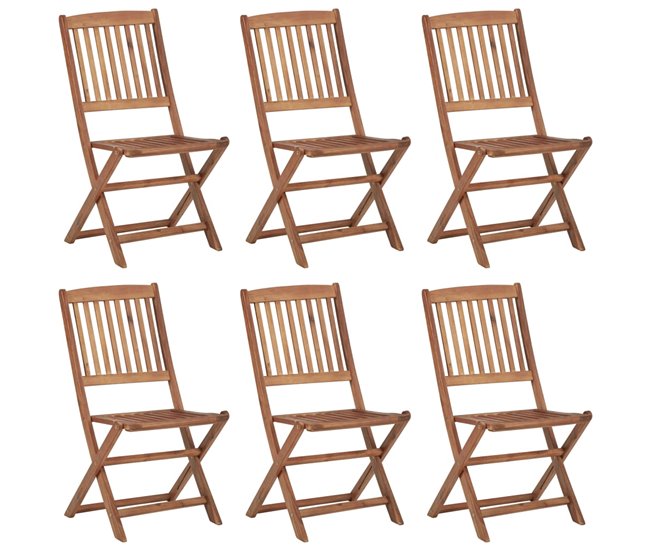 6 Sillas de jardin plegables de madera con cojines Antracita