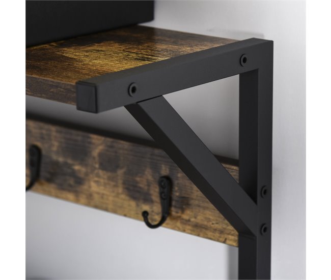 Perchero de Pie con Zapatero Melamina de Madera, Metal HOMCOM Negro