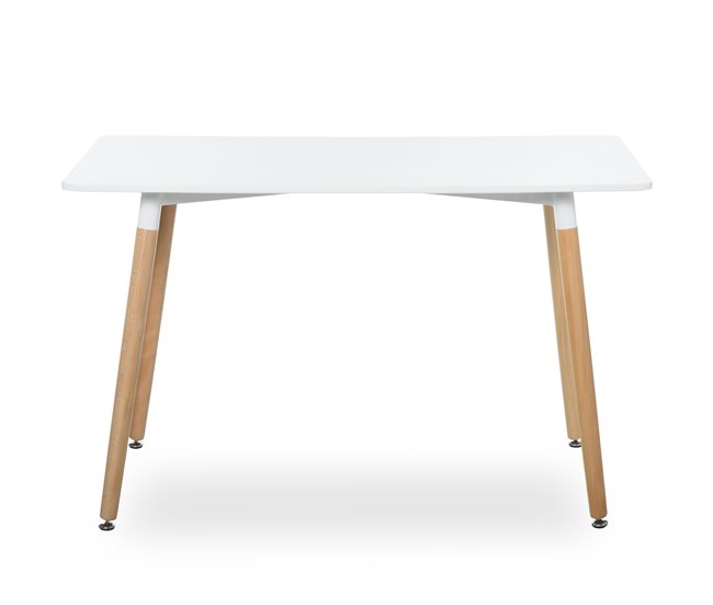 Mesa de Comedor Metal, Tablero de MDF de Grado E1, Madera de Haya 120x60 Blanco