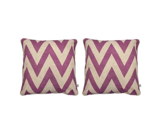 2 Fundas de cojín decorativo 85% algodón 15% lino MEENA CUADRADO Fucsia