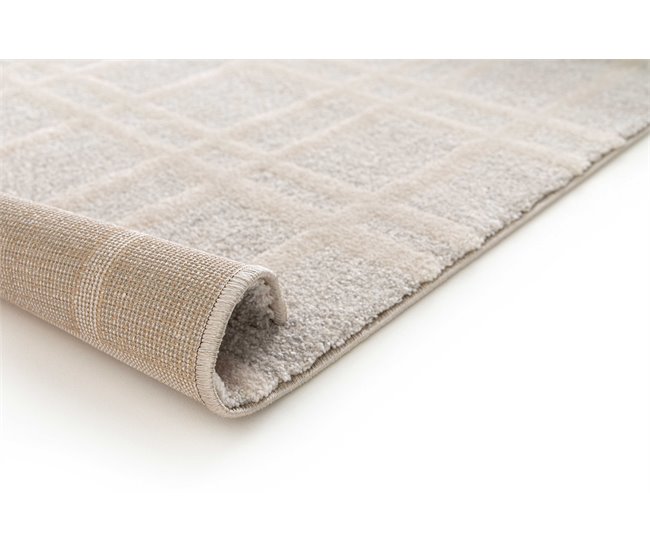 Alfombra con diseño geométrico y relieve CALEDONIA - ATTICGO 80x150 Crema