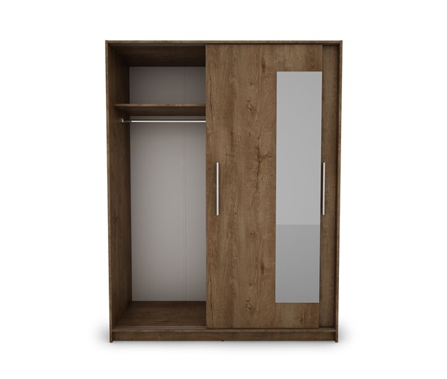 Armario ELEGANZA puertas correderas con espejo 150x195cm Nogal