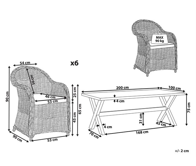 Beliani Conjunto de comedor SUSUA/OLBIA Natural