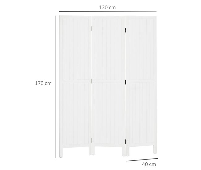 Biombo Madera de Paulownia HOMCOM, hogar - decoración Blanco
