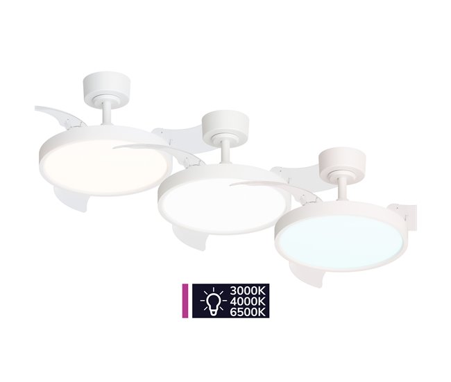 Ventilador techo JULIA S retractil led motor DC  Blanco