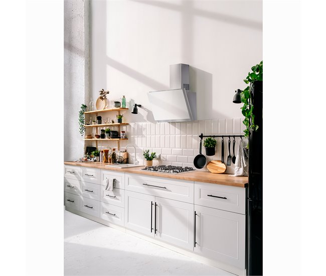 Campana Inclinada Decorativa 700 m³/h 3 Velocidades + Función Intensa Amsta AMHIV60FAJB Blanco