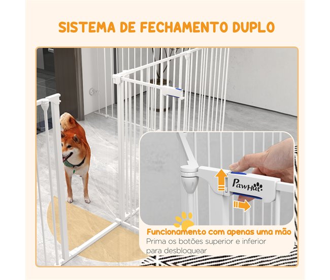 Parque para Perros Acero, Plástico PawHut Blanco