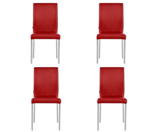 Pack de 4 sillas de cocina ELEGANCE  Rojo