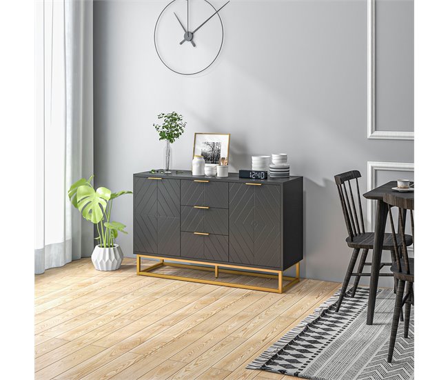 Aparador de Salón MDF, Metal HOMCOM, hogar - muebles de comedor Negro