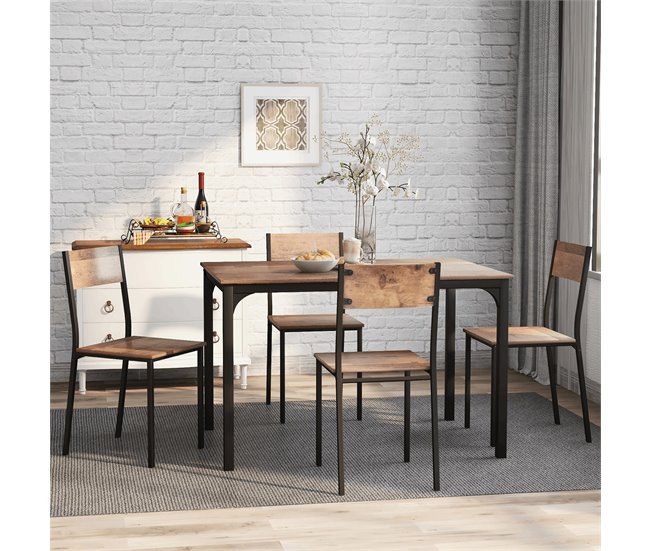 Conjunto de mesas y sillas de comedor Marron