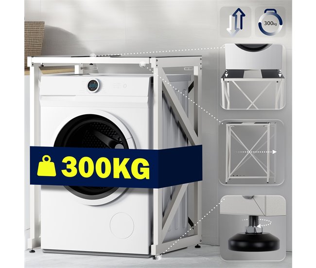Estante para lavadora - Caleb - Metal Blanco